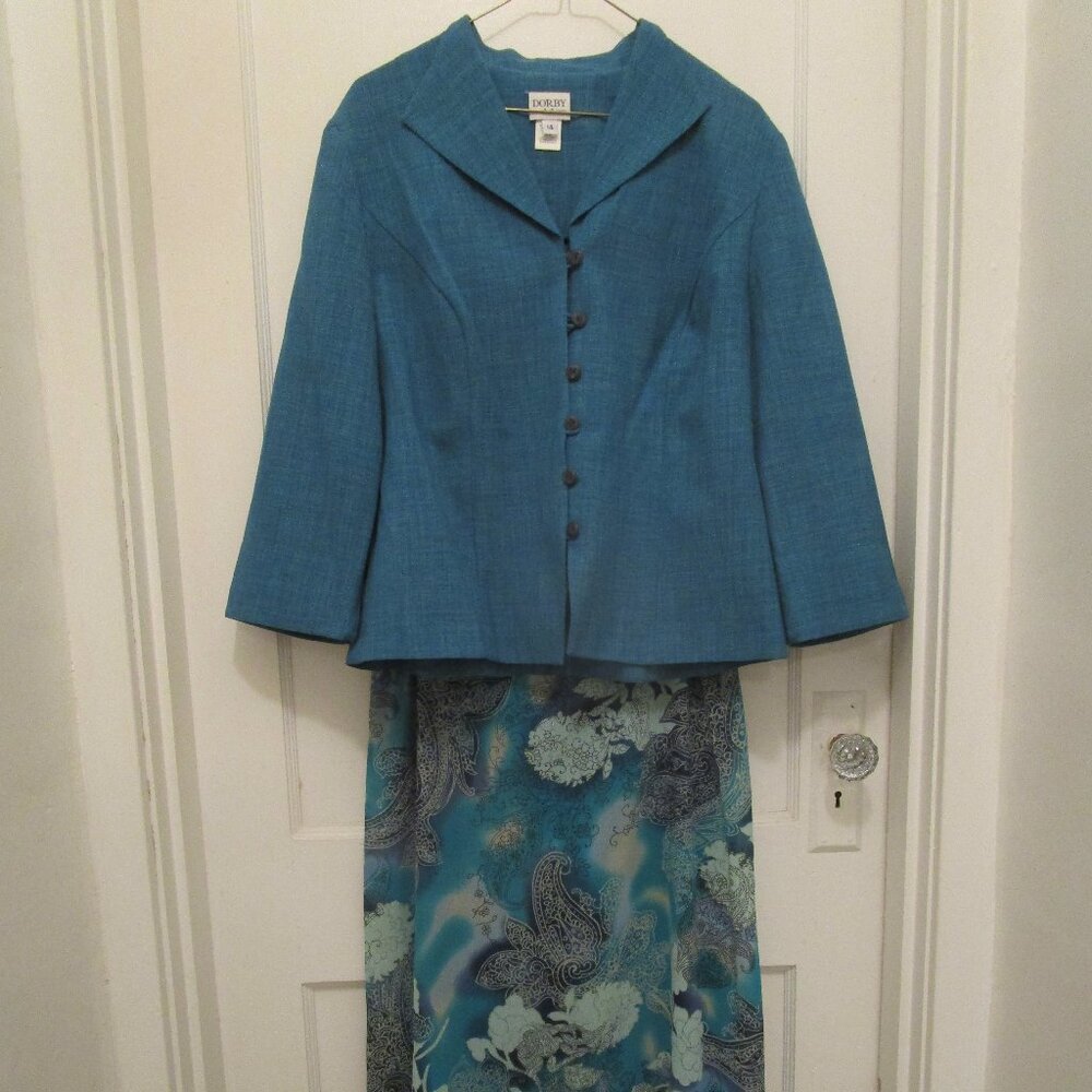 Two-piece skirt set by Dorby, size 14, sea green
